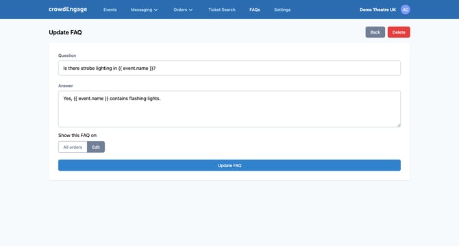 crowdEngage - FAQ Template Tag