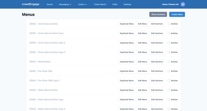 crowdEngage - Menu