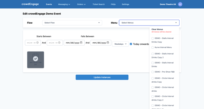 crowdEngage - Event Menus