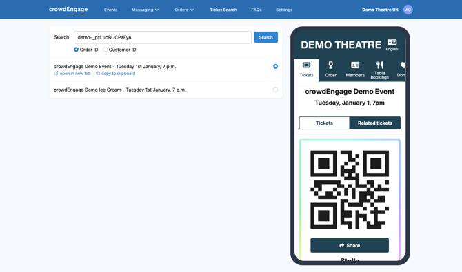 crowdEngage - Ticket Search